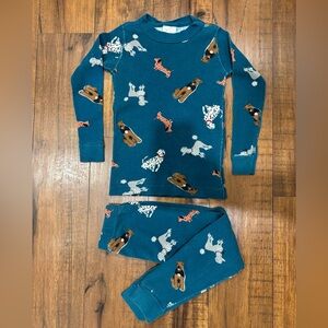 Hanna Andersson Dog Long John Pajama Set in Teal, Size  4 (100 cm)